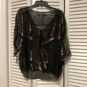 Hale Bob vintage velvet burn out SS sheer top in Black Size M. Priced to sell